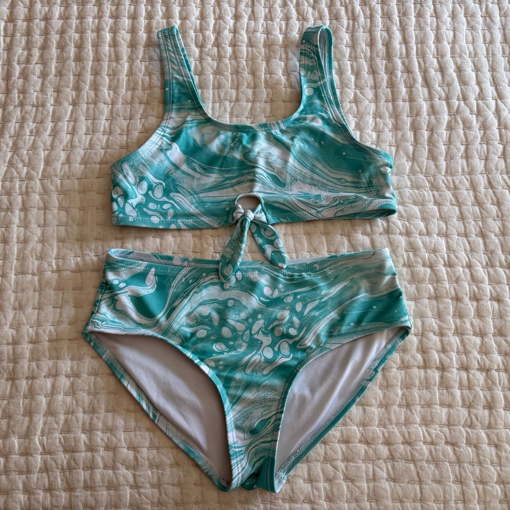 Old Navy Teal and White Bikini Set